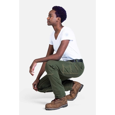 Dovetail Workwear Women's Work Pant, 8, Moss Green, 97% cotton / 3% spandex DWS21P5C-320-8x32